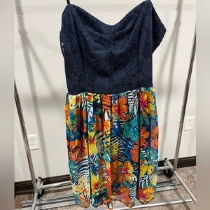 Strapless Patterned Juniors Dress